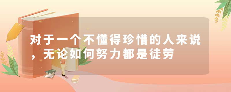 对于一个不懂得珍惜的人来说,无论如何努力都是徒劳
