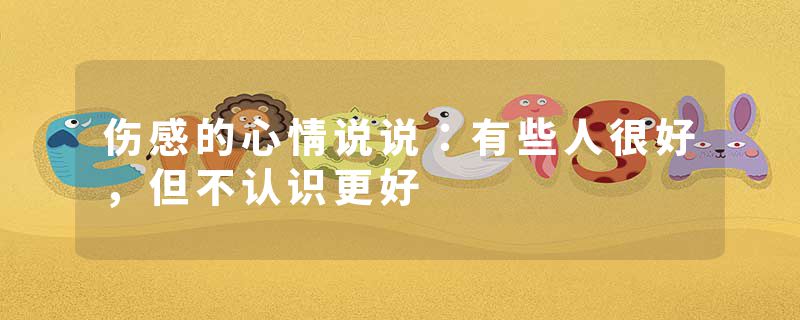 伤感的心情说说:有些人很好,但不认识更好