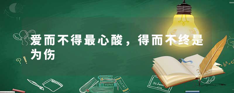 爱而不得最心酸,得而不终是为伤