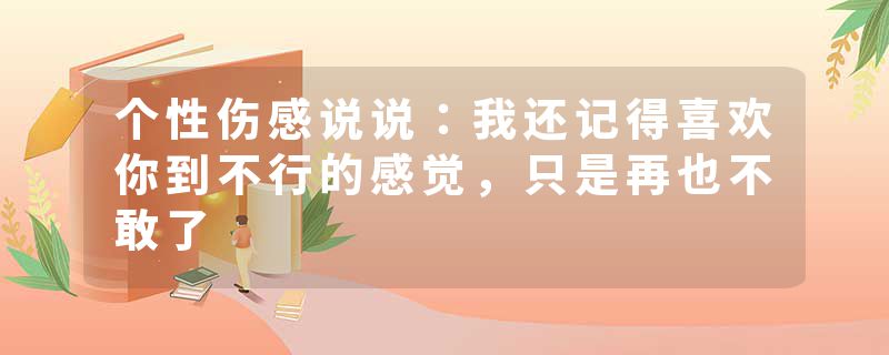 个性伤感说说:我还记得喜欢你到不行的感觉,只是再也不敢了