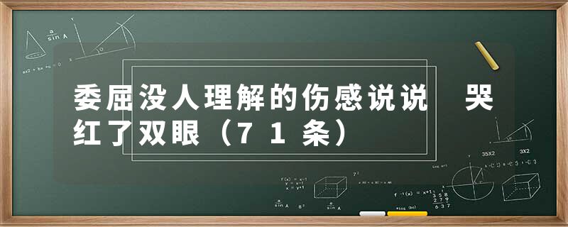 委屈没人理解的伤感说说 哭红了双眼(71条)