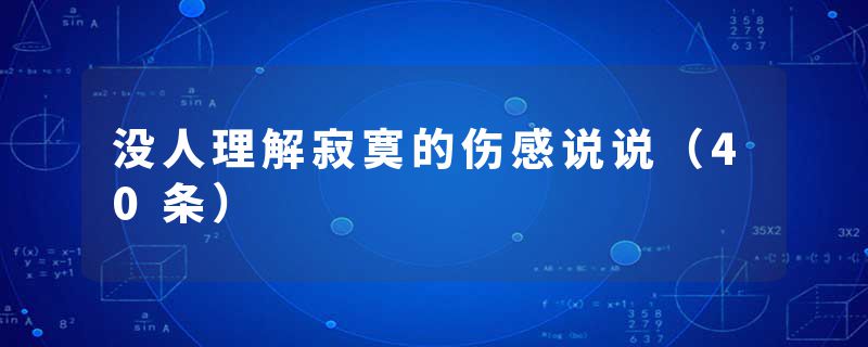没人理解寂寞的伤感说说（40条）