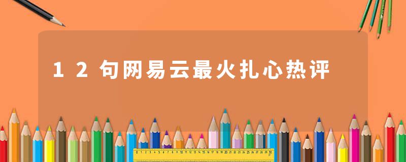 12句网易云最火扎心热评