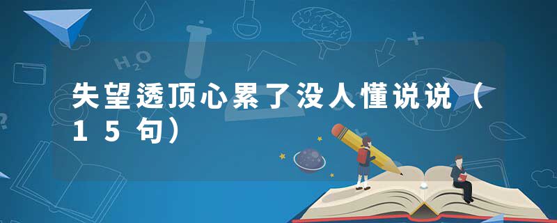 失望透顶心累了没人懂说说（15句）