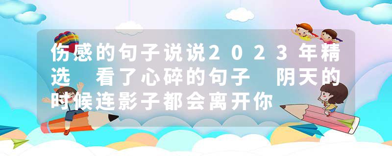 伤感的句子说说2023年精选 看了心碎的句子 阴天的时候连影子都会离开你
