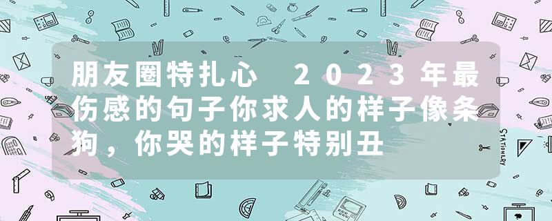 朋友圈特扎心 2023年最伤感的句子你求人的样子像条狗，你哭的样子特别丑