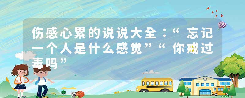 伤感心累的说说大全：“忘记一个人是什么感觉”“你戒过毒吗”