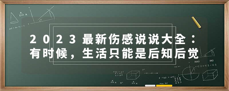 2023最新伤感说说大全：有时候，生活只能是后知后觉