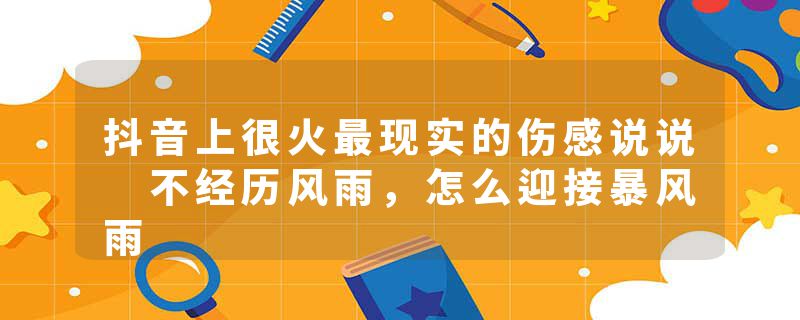 抖音上很火最现实的伤感说说 不经历风雨，怎么迎接暴风雨