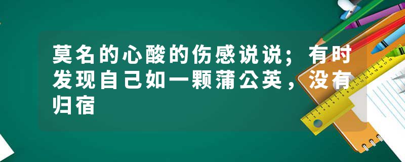 莫名的心酸的伤感说说;有时发现自己如一颗蒲公英，没有归宿