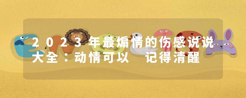 2023年最煽情的伤感说说大全：动情可以 记得清醒