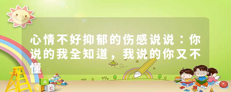心情不好抑郁的伤感说说：你说的我全知道，我说的你又不懂