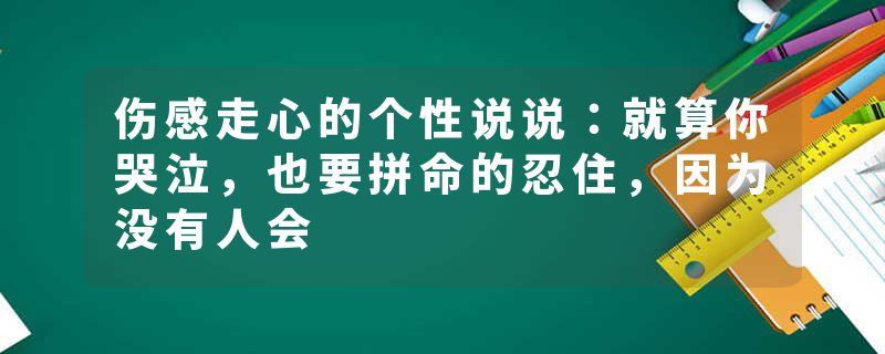 伤感走心的个性说说：就算你哭泣，也要拼命的忍住，因为没有人会