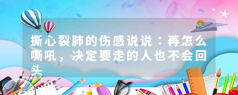 撕心裂肺的伤感说说：再怎么嘶吼，决定要走的人也不会回头