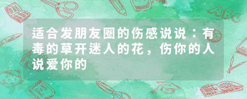 适合发朋友圈的伤感说说：有毒的草开迷人的花，伤你的人说爱你的